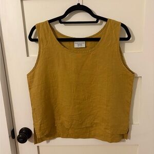 Parachute Home Tan Linen Crop Top Shirt Size Small